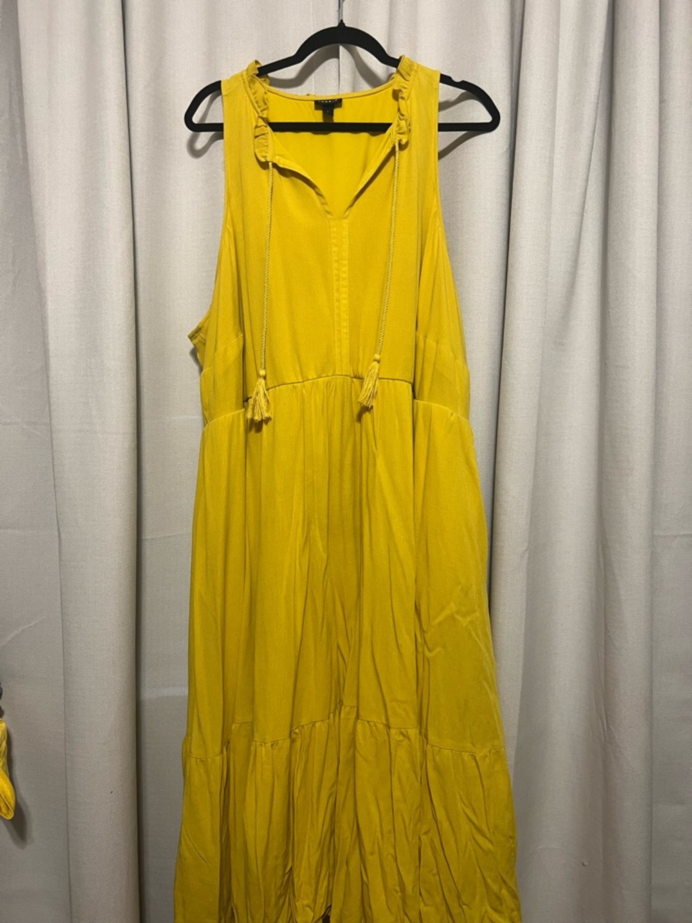 torrid Bright Yellow Sleeveless Maxi Dress with Tassel Tie